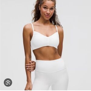 Lululemon ruched spaghetti strap bra in white
